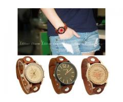 New variety Surfer Tribal Leather Bracelet with Quartz Watch Movement WristWatch